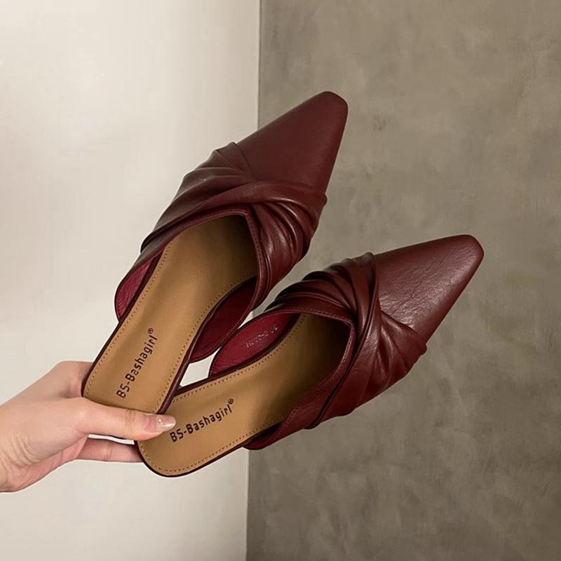 Fashion SUOJIALUN 2025 Spring New Women Slipper Fashiion Bow-knot Slip On Ladies Elegant Slip On Mules Shoes Soft Flat Heel Dress Sandal