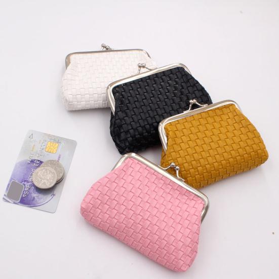 Chinese Stijl Portemonneetje, met Kussensluiting Ontwerp, PU Bubbel Weefpatroon Compact Portemonneetje voor Munten Kaarten Bankbiljetten