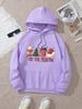 Women Christmas 4‑Elements Print Drawstring Hoodie Casual Sport Sweatshirt With Kangaroo Pocket