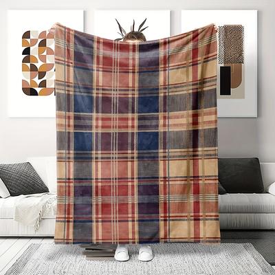 Karomuster Streifenmuster Flanelldecke Weich Gemütlich Warm Glatt, Feiertags Geburtstagsgeschenk für Familie Schal Sofa Überwurf Bettdecke