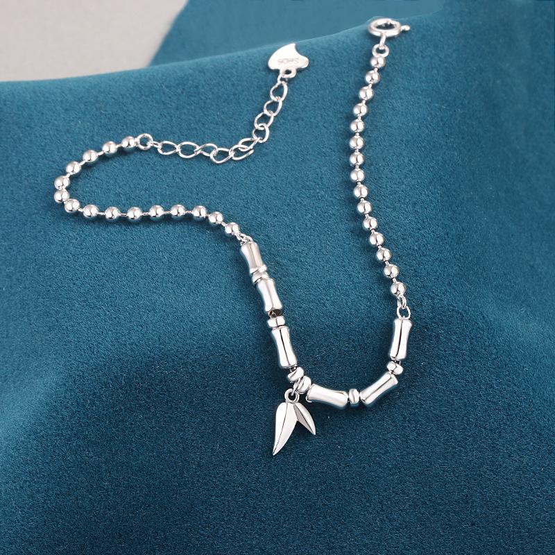 Women's High-End S925 Sterling Silver Bamboo Bead Bracelet: Elegant Chinese Ancient Style