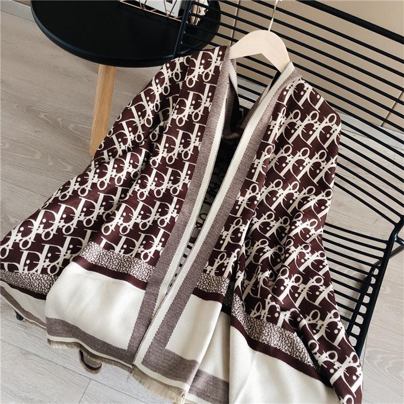Korean-Style Houndstooth Faux Cashmere Scarf Shawl for Women - Thickened Double-Sided Winter Neck Warmer