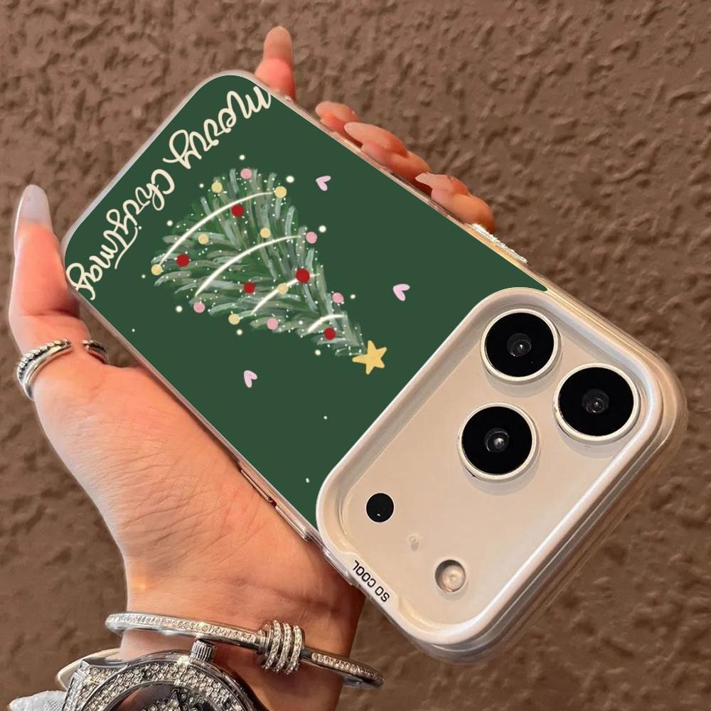 Christmas Tree Pattern Phone Case for iPhone17 16 15 14 13 12 11 Pro/ Max/Plus Shock-proof Rear Cover Anti-fingerprint