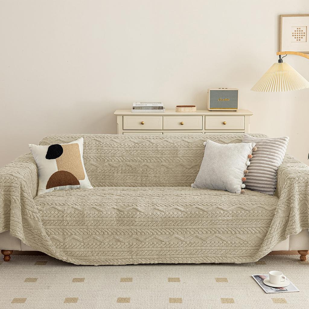 מגבת ספה חדשה דו-צדדית מכותנה קטיפתית נוחה, כיסוי ספה מלא יוקרתי קל, כיסוי ספה קטיפתי עמיד לשריטות חתולים לסתיו וחורף