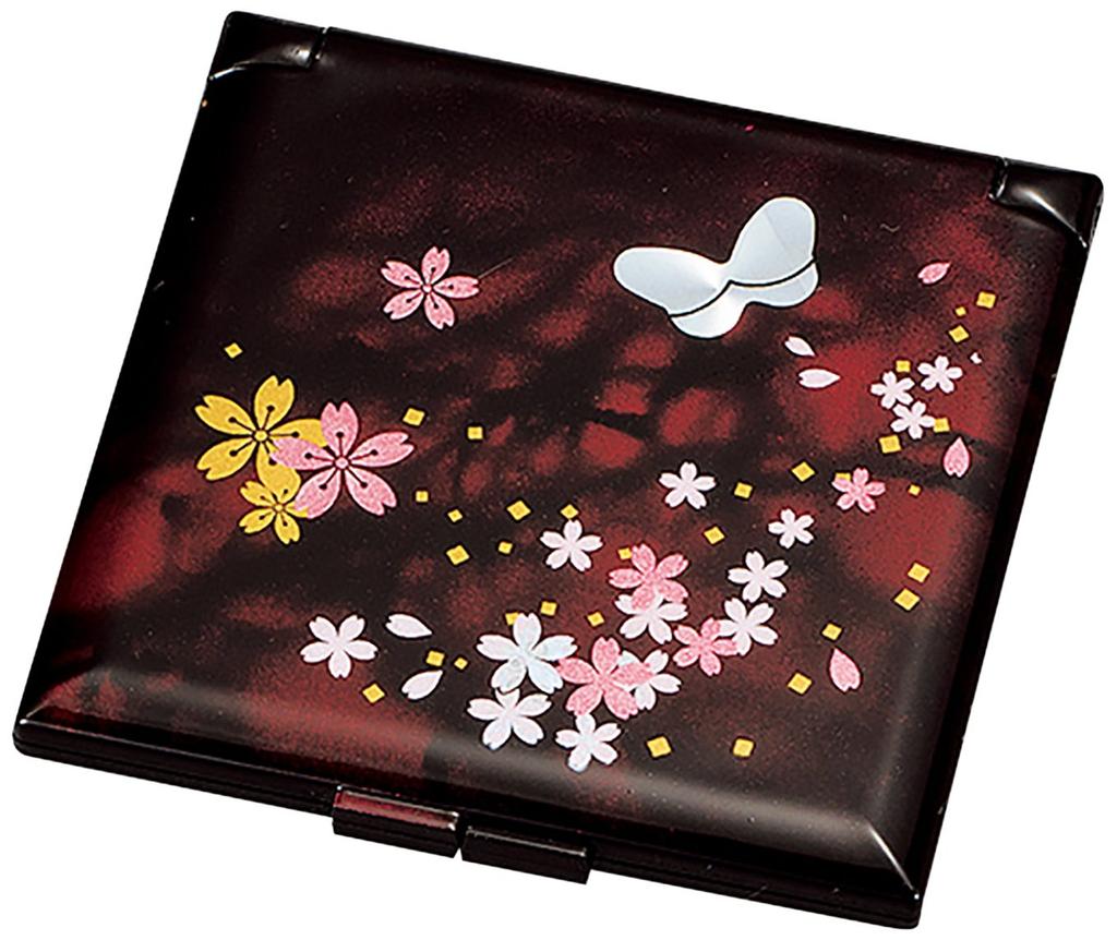 Yamanaka Lacquer Sakura Square Compact Mirror M15926-4