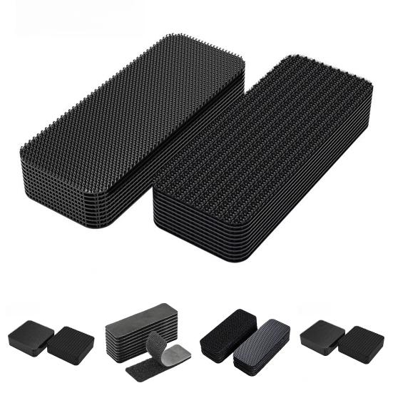 20 Pairs Heavy Duty Fastener Tape Self Adhesive Interlocking Strip Damage-Free Multifunction Car Foot Mat Carpet Fixing Sticker