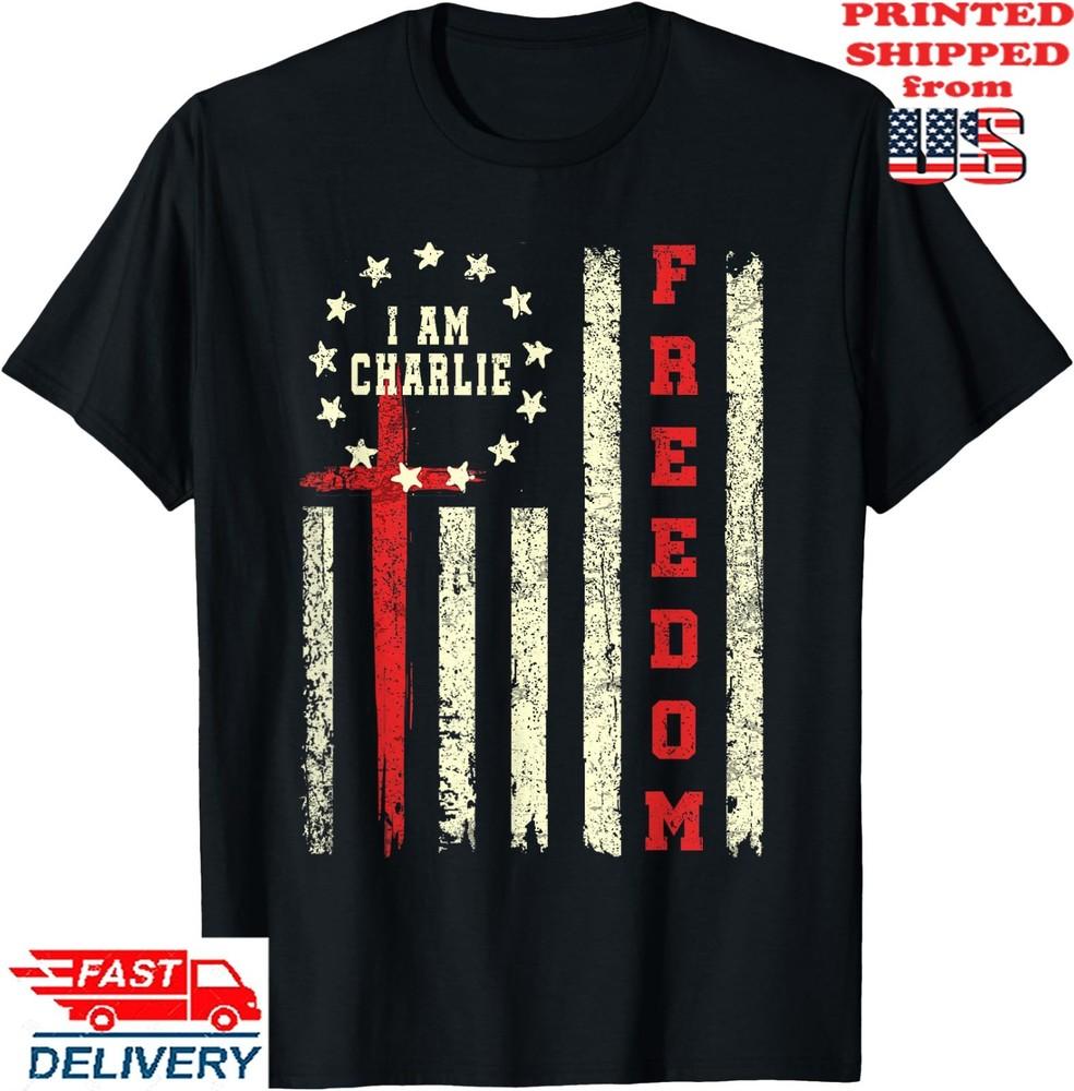 I am Charlie Name Personalized American Flag T-Shirt, Unisex Tee Unisex T-Shirt M