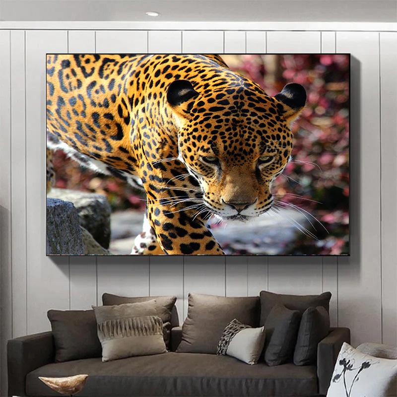 Tropical Animals Fantasy Poster Leopard in Jungle Canvas Painting Wall Prints Picture for Living Room Home Decor