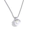 Yhpup Stainless Steel High Quality Korean Style Simulated Pearls Round Pendant Necklace for Women Trendy Cast Jewelry Wholesale