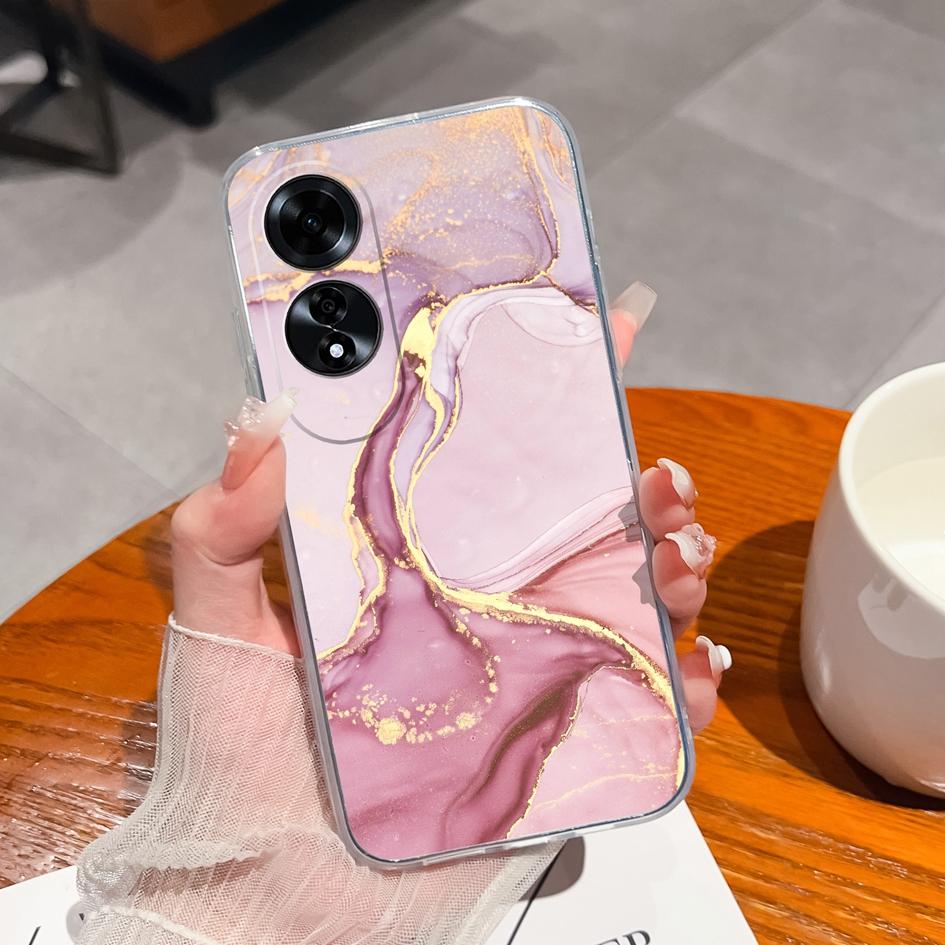 

Для OPPO Realme C63 C61 A60 A59 Reno12 Pro 5G Чехол Модный Мраморный Фруктовый Узор Высококачественный Силиконовый ТПУ Мягкий Защитный Экран Прозрачный Корпус Капа Oppo A60 4G