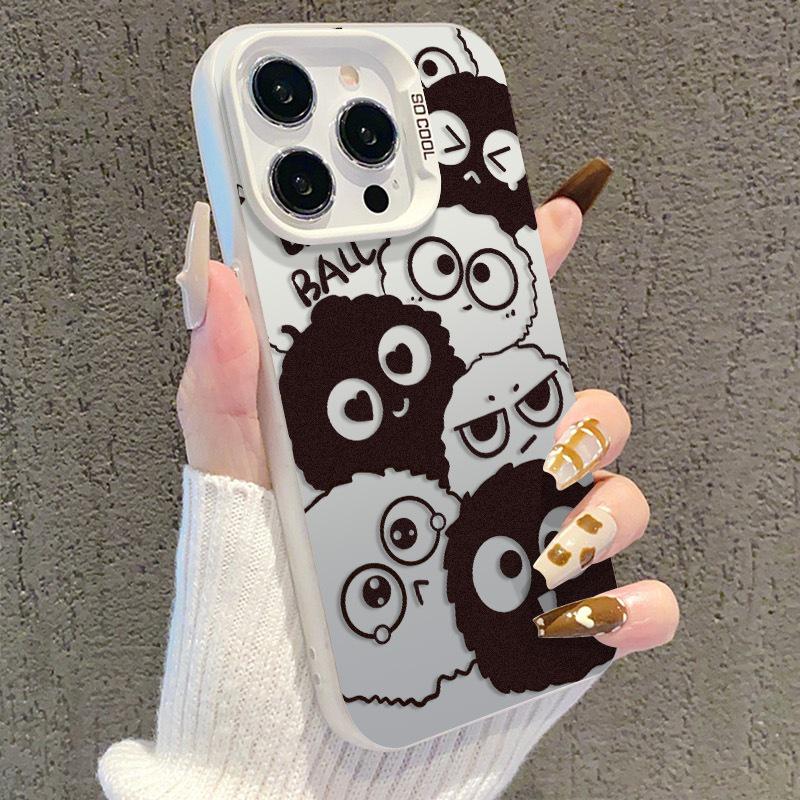 Cartoon Coal Ball Phone Case for iPhone 17/16 Pro/15 Pro Max/14 Pro/13 - Silver Edition