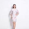 Spot European and American Niche Lady Temperament Lace Splicing Half-sleeved Slim-fit Hip-wrapped Floral Dress