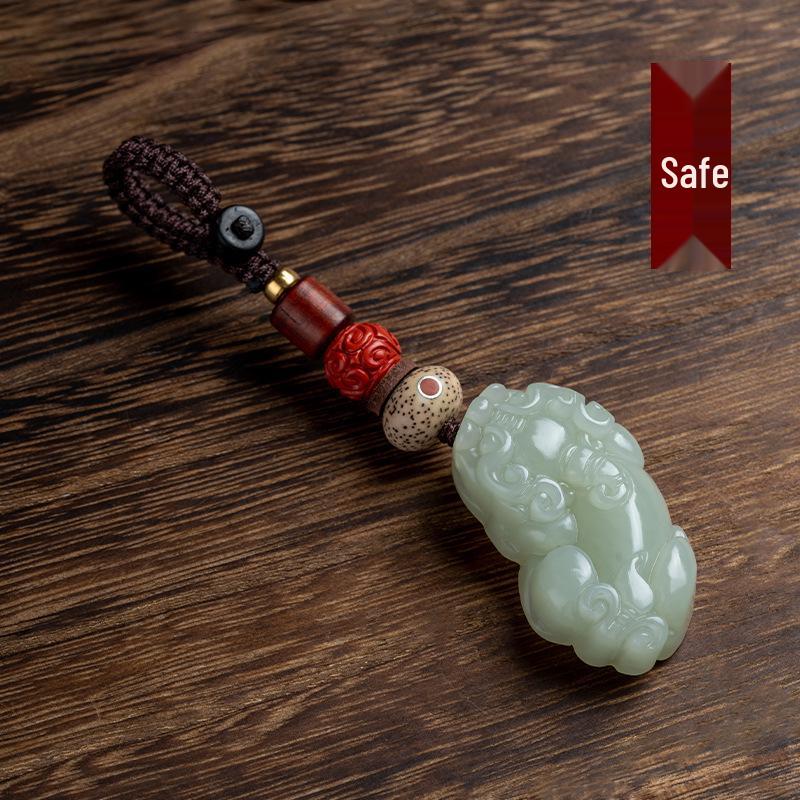 Hetian Jade Pixiu Schlüsselanhänger Anhänger: Elegante Steinperle für Männer & Frauen