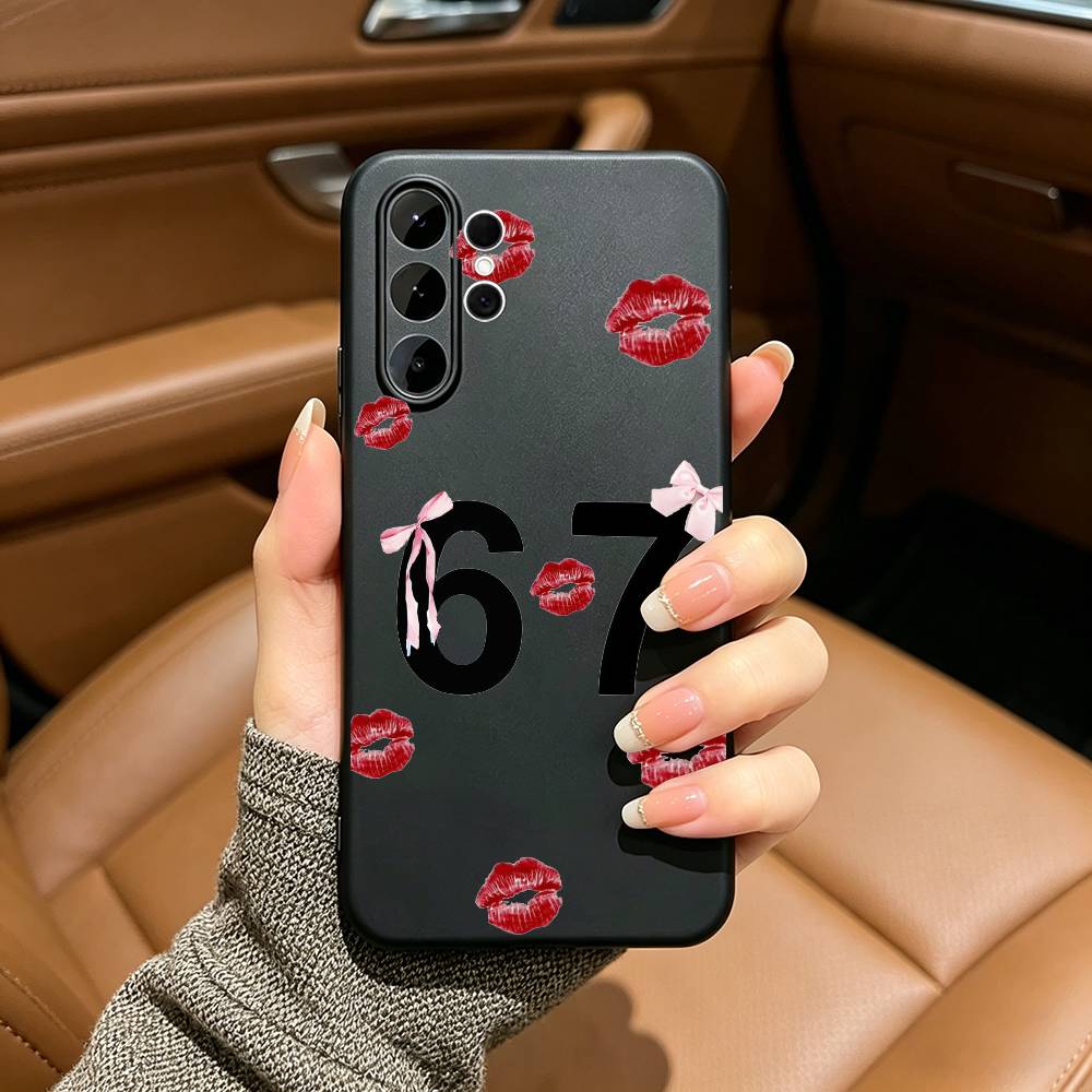 Fashio SS Six Seven 67 Black Soft Silicone Phone Case for Samsung Ultra S25, S24, S21, S22, S23, S30, Plus, FE, Lite