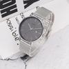 BUREI Men's Analog Quartz Waterproof Date Stylish Simple Milanese Mesh Band Silver Gray Wristwatch
