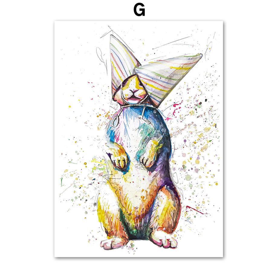 Watercolor Bear Rabbit Whale Dog Eagle Frog Wall Art Canvas Painting Nordic Posters And Prints Pictures For Living Room Decor