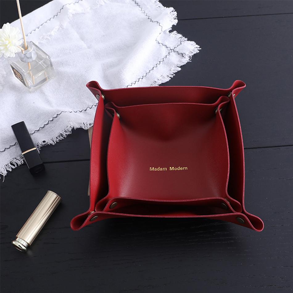 Trays Leather Personalized Desk Organizer Desktop Storage Box for Jewlery Key Cosmetics Glasses Headphone Wallet Office Home Use