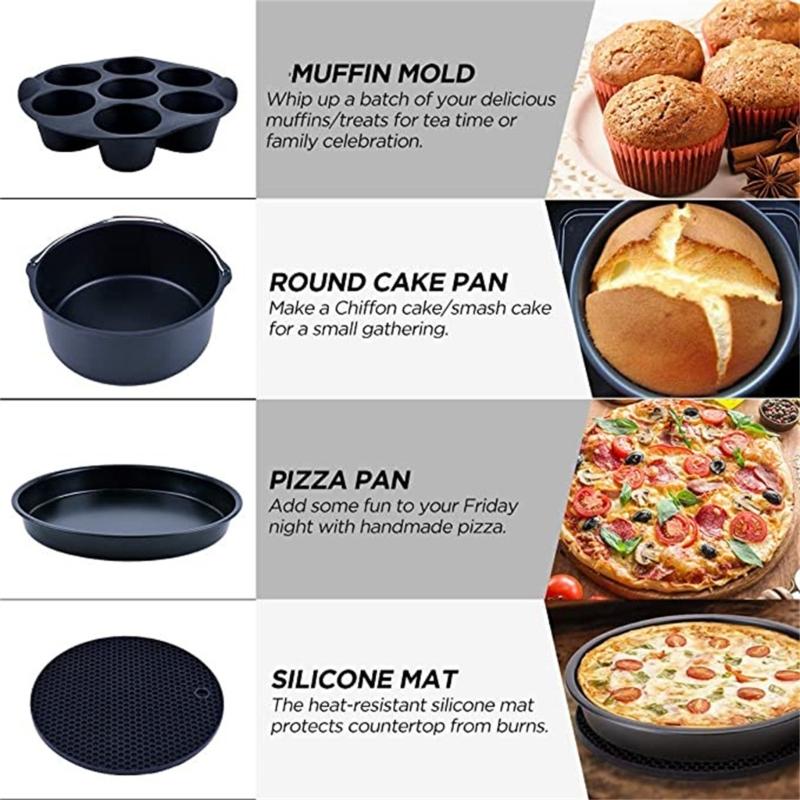6pcs/set Practical Cookware Set Round Cake Pans & Baking Tray for Home Kitchen