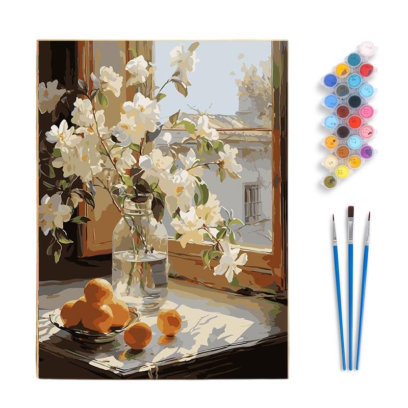 Framed Paint By Numbers Kit For Adults Beginner & Kids Ages 8-12, Easy Flower Paint By Numbers With Frame