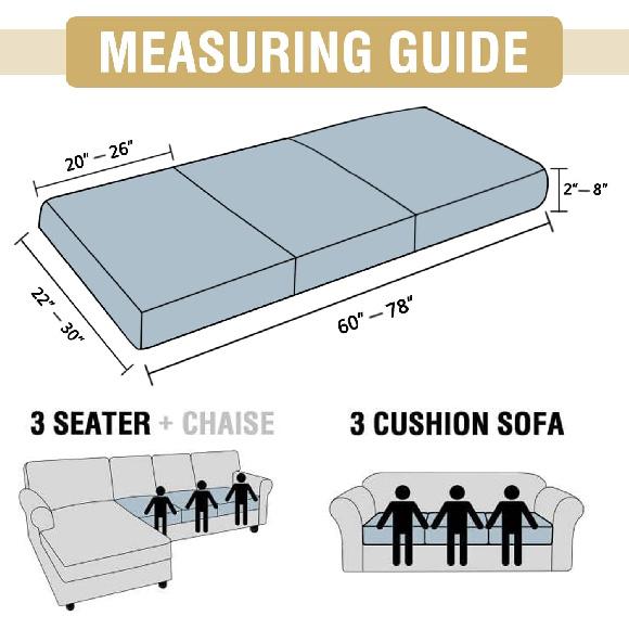 H.VERSAILTEX Stretch sectional Couch Cushion Covers Replacement Sofa living room Cushion Covers Suede Soft Seat Cover Elastic Furniture Protector for
