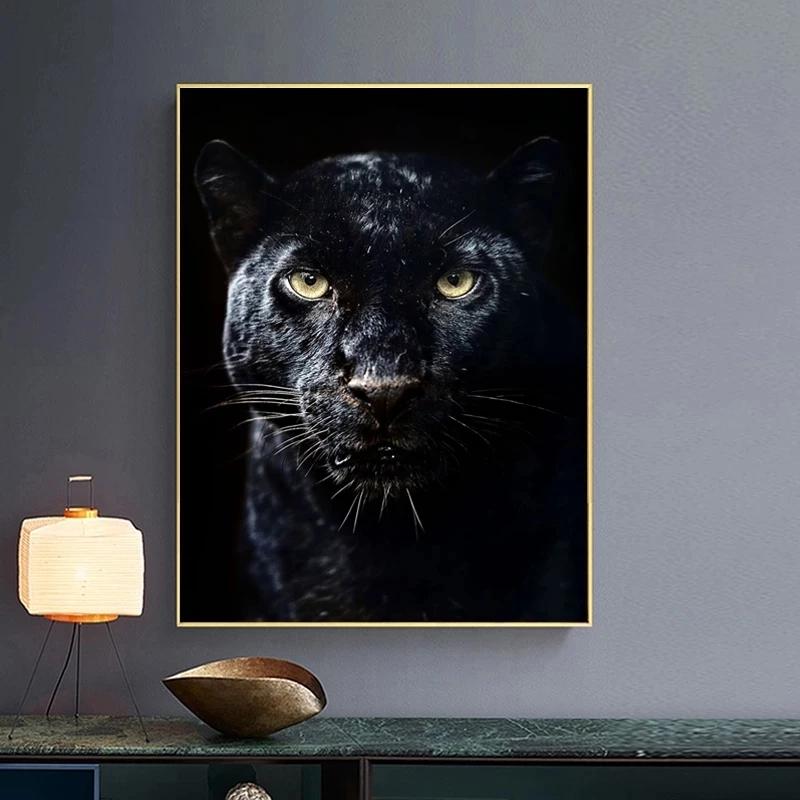 Animal Canvas Poster Black Panther and Printmaking Wall Art Canvas Painting Modern Living Room Home Decoration Painting Picture No Frame