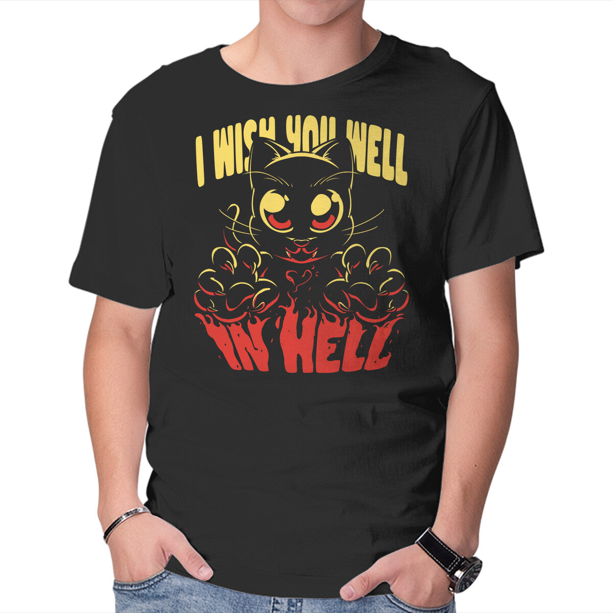 Unisex Crew Neck T-Shirt Wish You Well Graphic Short Sleeve Casual Tee XXXXL