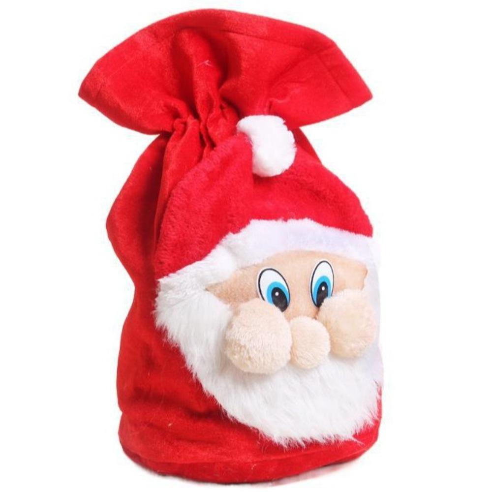 Red Velvet Santa Claus Backpack Gift Bag Large Merry Christmas Candy Packaging Bag Drawstring Christmas Decor Backpack Candy Bag 14x16cm