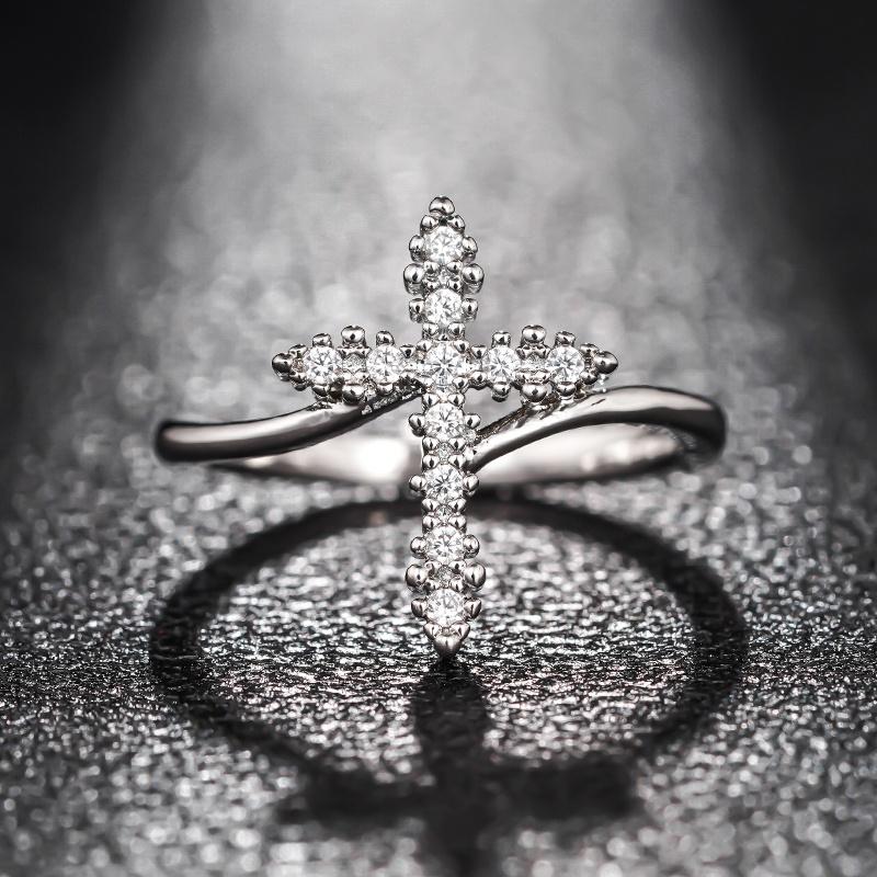 

CAOSHI Newly Designed Silver Color/Gold Color Finger Rings Cross Brilliant Cubic Zirconia Jewelry Wedding Accessories for Women 5