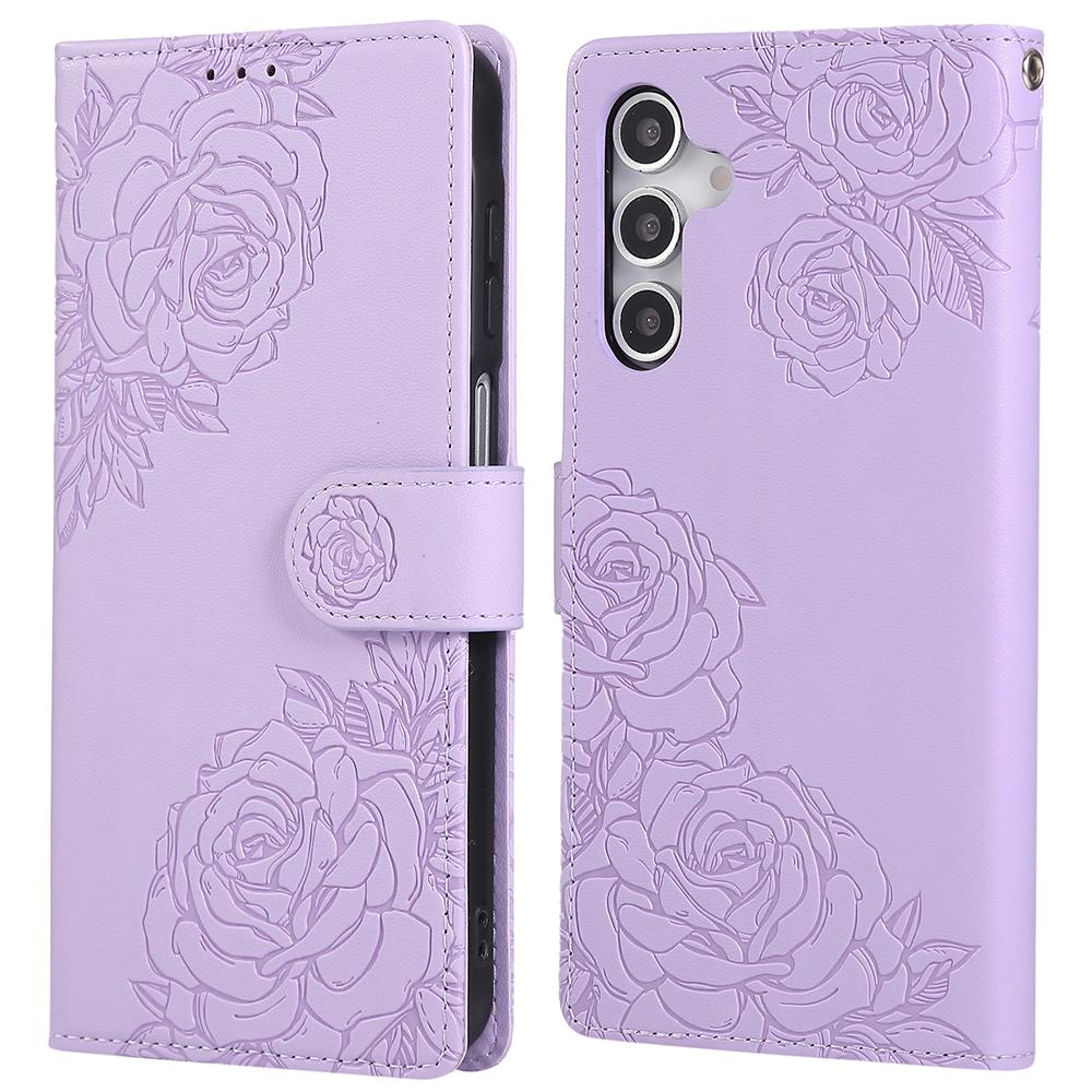 For Samsung Galaxy A16 4G/5G Case Rose Flower Wallet PU Leather Phone Cover with 3 Card Slots
