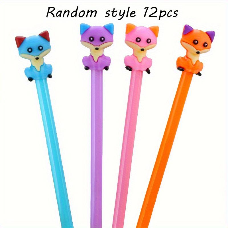 12Pcs 0.5mm Cute Creative Colored Fox Neutral Pen Waterpen Student Stationery G Cute Creativity Cartoon Animal Little Fox Neutral Pen Animal Water Pen Random color 12Pcs