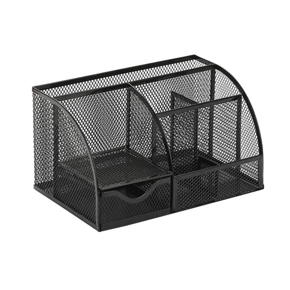 Seven-grid Metal Hollowing Process Organization Multi-functional Combination Pen Holder Korean Stationery Desktop Storage Case