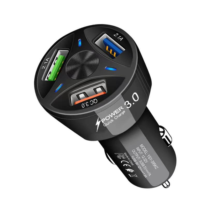 Auto Ladegerät 4 USB Qc 3,0 Schnell Ladung Adapter Für Iphone 12 11 Xs Samsung Xiaomi Huawei Telefon Aufladen handy Schnell Ladegerät