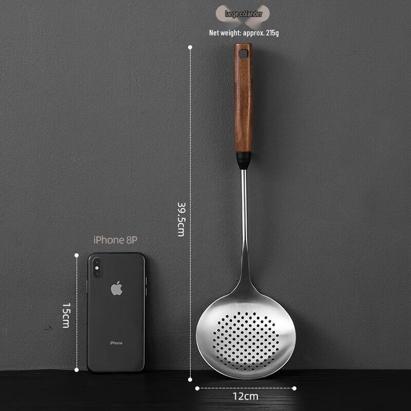 Meichu 316 Stainless Steel Slotted Spoon with Walnut Handle