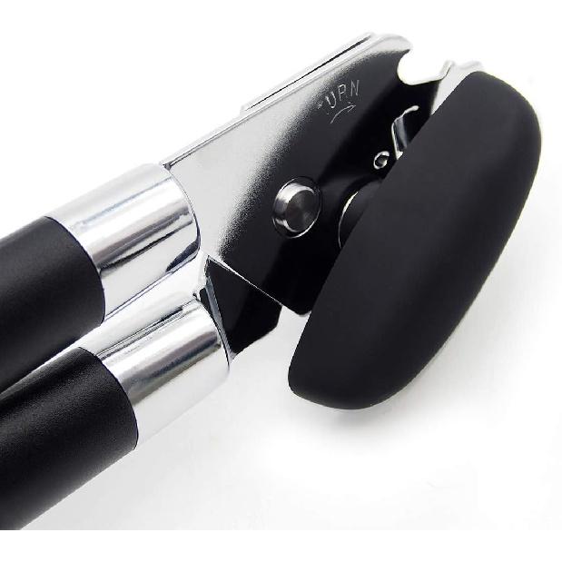 Can Opener Manual with Pliers Grip Professional Gear Drive Heavy-duty with Non-slip Handle ,Easy to Turn Knob (Black)