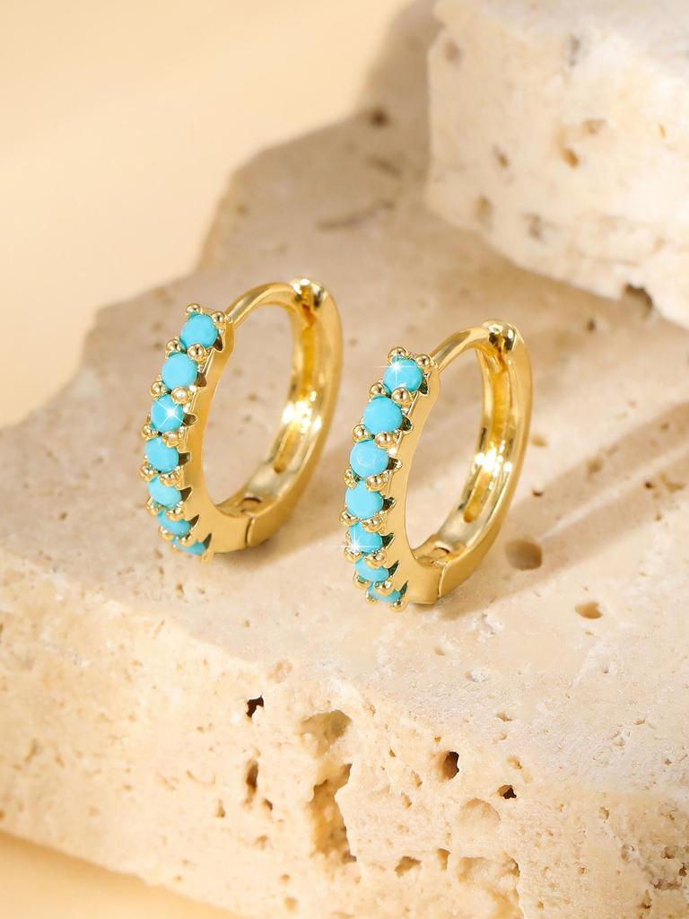 Miedziane Kolczyki Koła z Cyrkoniami - Damskie Klasyczne, Wszechstronne, Stylowe Nausznice