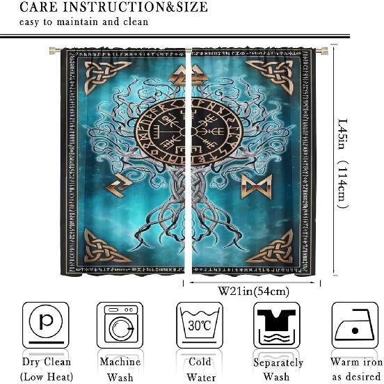 Viking Curtains Viking Totem Curtains Ancient Scandinavian Bedroom Living Room Decoration 2 Panel Groups W42 * L45 Inch