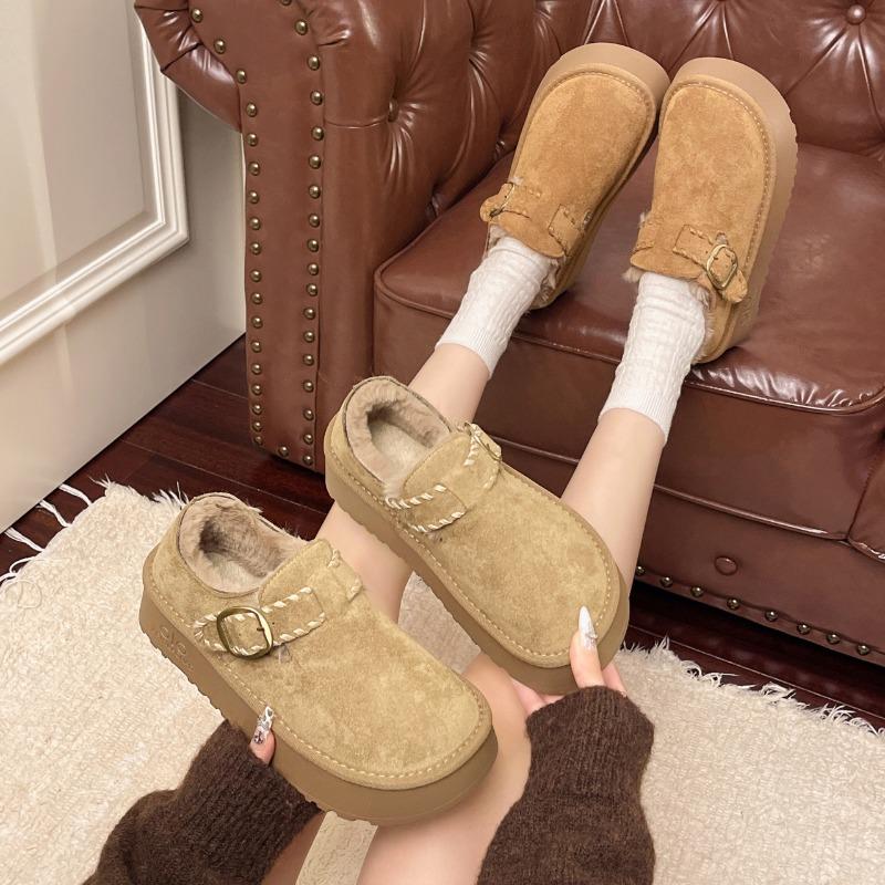 Leder dicksohlige Ein-Pedal Kinder Winter Neu Samt Verdickt Warm Schneestiefel Tragen Große Baumwollschuhe