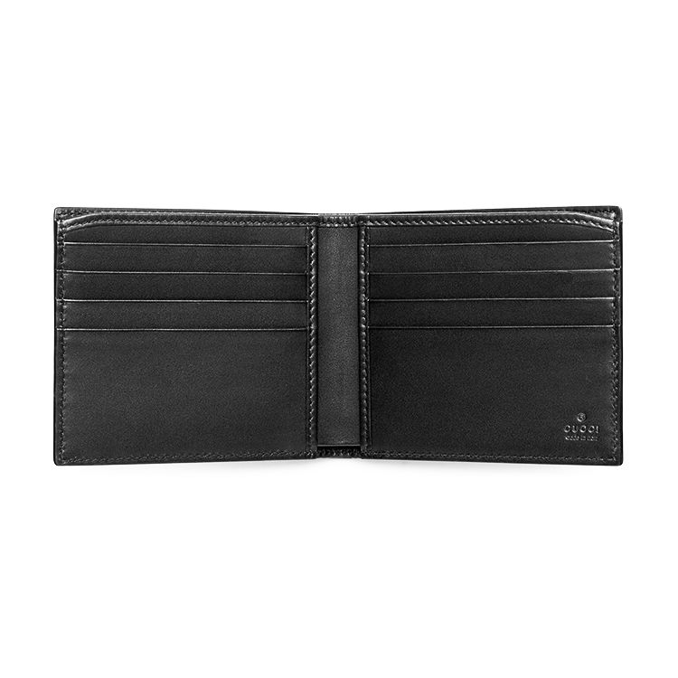Gucci GG Embossed Leather Bifold Wallet With Metal Logo For Men Daily Use