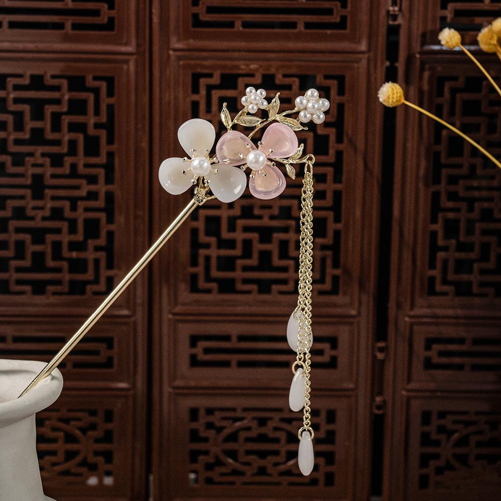 Nationalstil Perle Blume Quaste Quaste Quaste Anhänger Hanfu Accessoire Haarnadel Weiblich Neu Chinesisch Antiker Stil Glockenblume Haarnadel