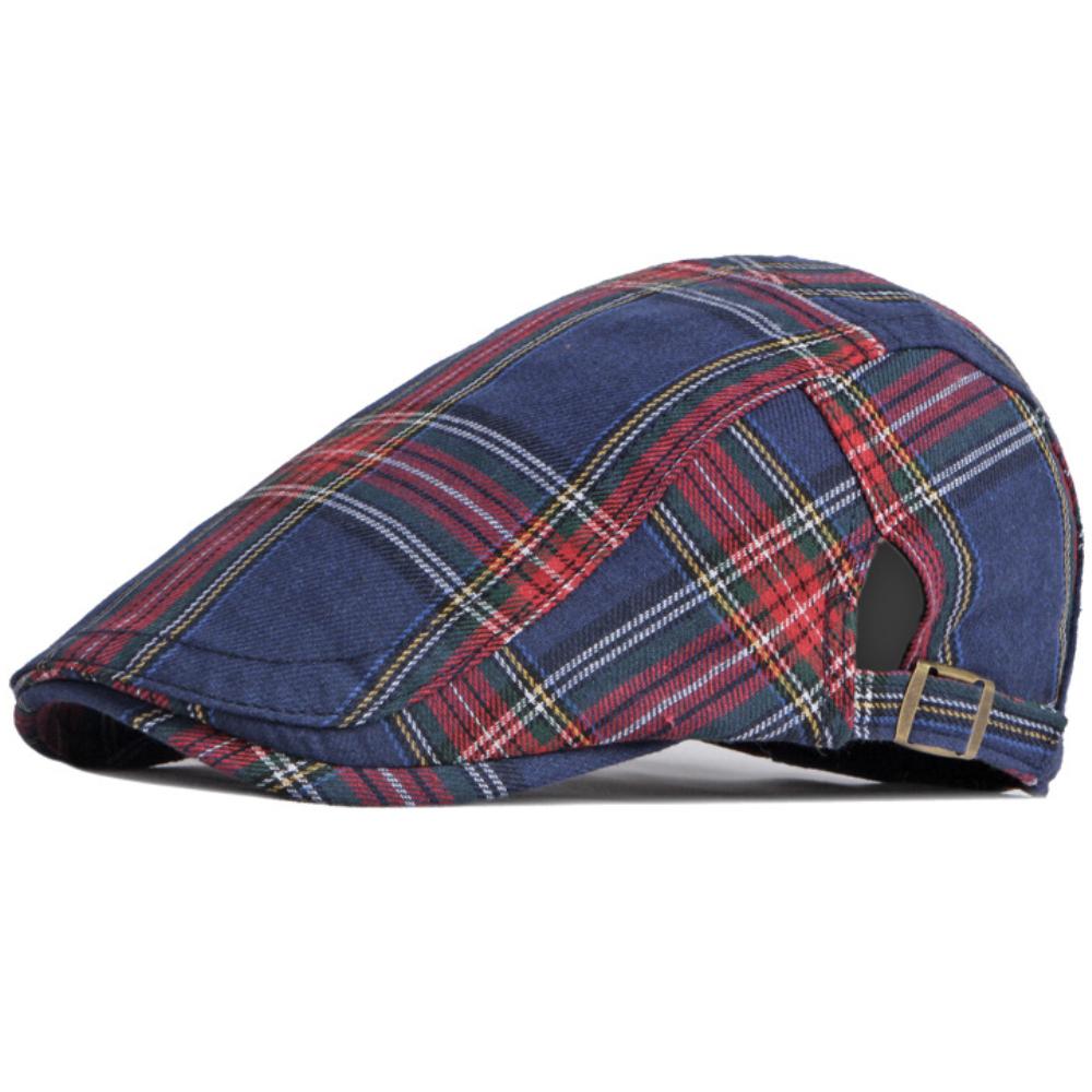 HT4159 Berets Spring Summer Cap for Men Women Retro Artist Painter Beret Hat Plaid Ivy Flat Cap Male Female Adjustable Beret Cap