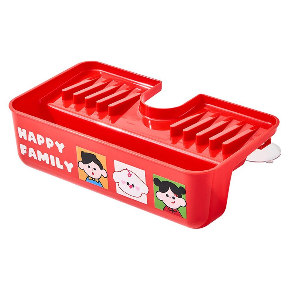 

Cartoon Sink Drain Rack Suction Cup Spong Rag Draining Basket Kitchen Supplies червоний