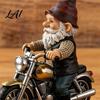 Retro Motorcycle Gnome Ornament Riding Figurine Motorbike Dwarf Resin Statue Sculpture Sculpture for Home Office Desk Bookshelf Weatherproof