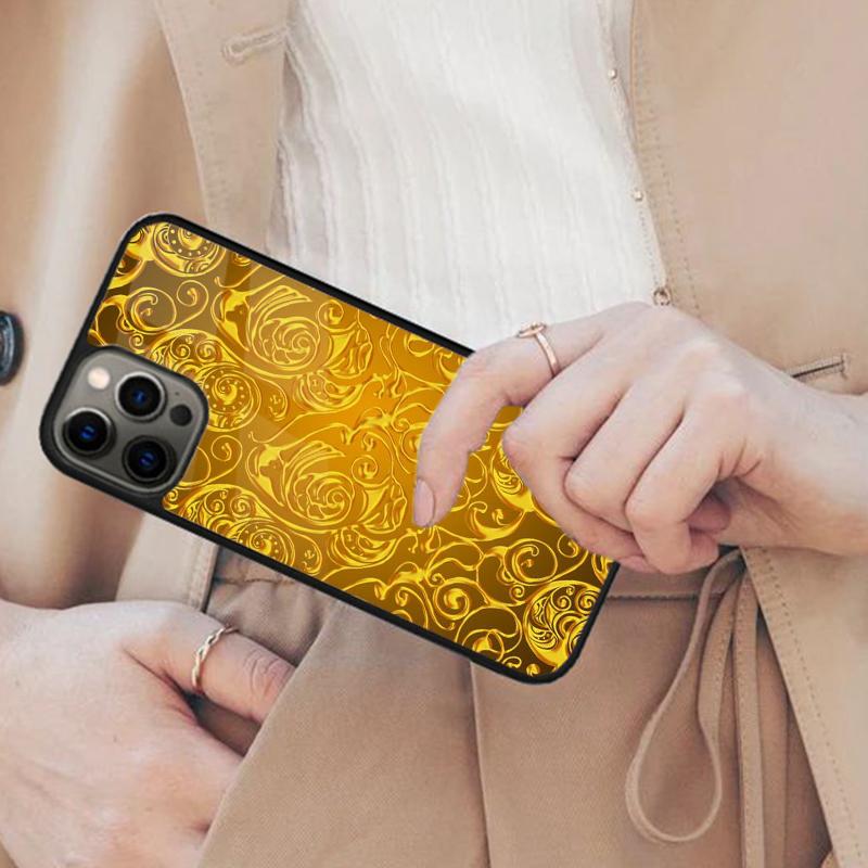 

Gold Floral Pattern Magnetic Phone Case For APPLE iPhone 17 Air 16 14 13 12 Pro Max 15 Plus Wireless Charge With MagSafe Cover iPhone 13mini