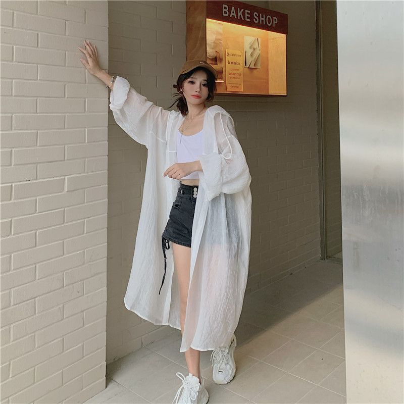 Long Jackets Women Summer Sun-proof Outerwear Loose All-match Hooded Simple Leisure Daily Comfortable Ulzzang Design Chic
