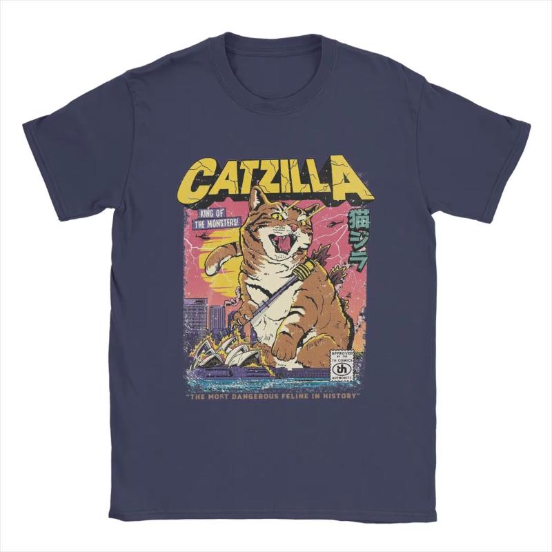 

Fun Cat retro Print T-shirt for Summer and Autumn 2025 loose and casual short-sleeved trendy top for men and women 3XL