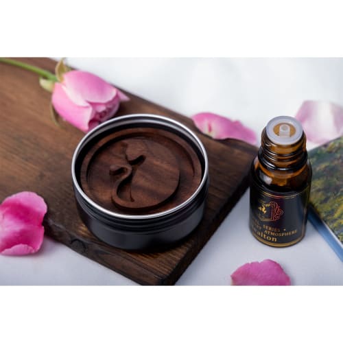Oaec Aroma Stone, Black Walnut Wooden Aroma Dish, Portable Aroma Pot, Canned Aroma Stone, Solid Wood, for Sleep, Meditation, Aroma Oil, Air Freshener,