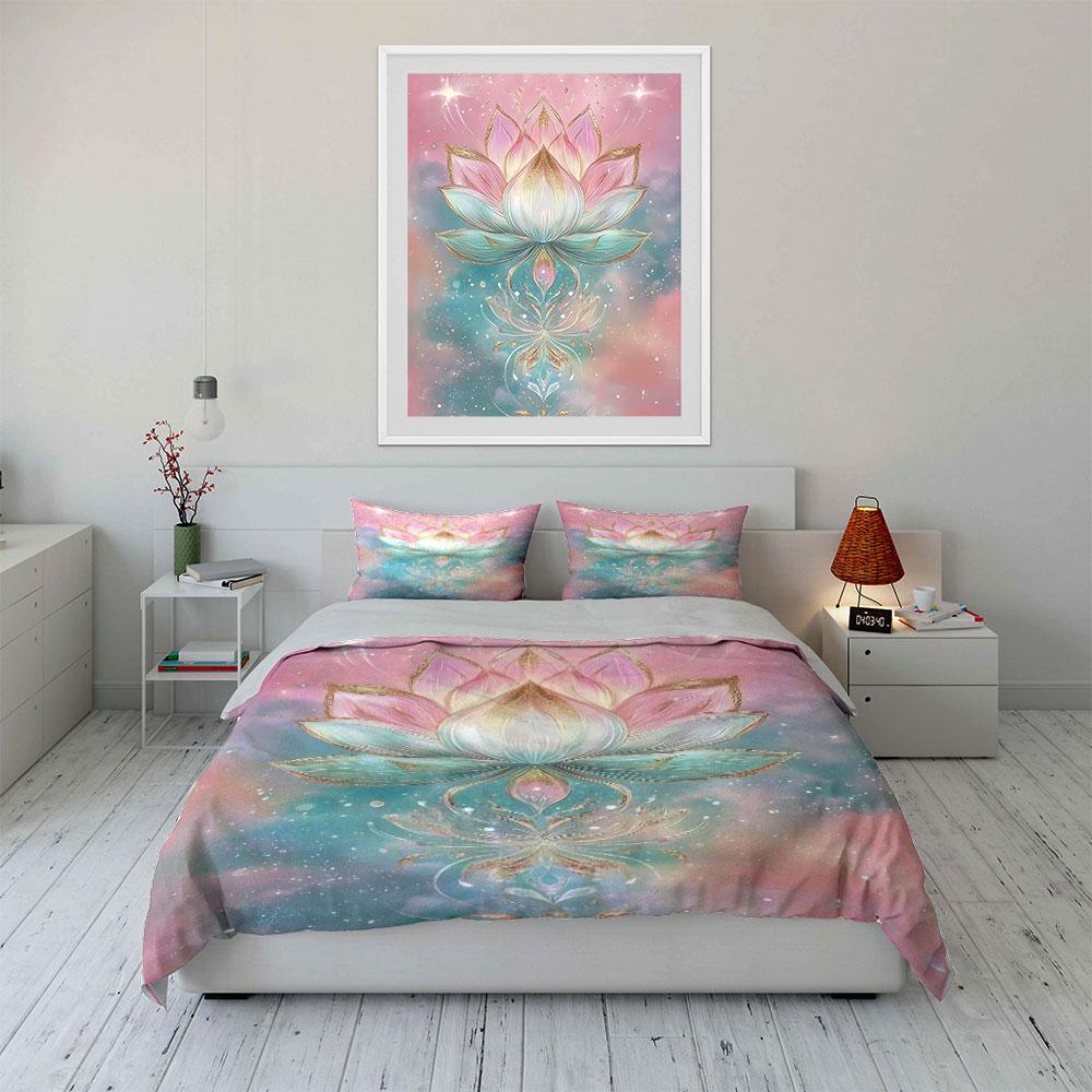 Lotus Flower Pastel Bedding Set Bedding Duvet Cover Set Duvet Cover Pillowcases (1 * Duvet Cover 2 * Pillowcases, without duvet insert)