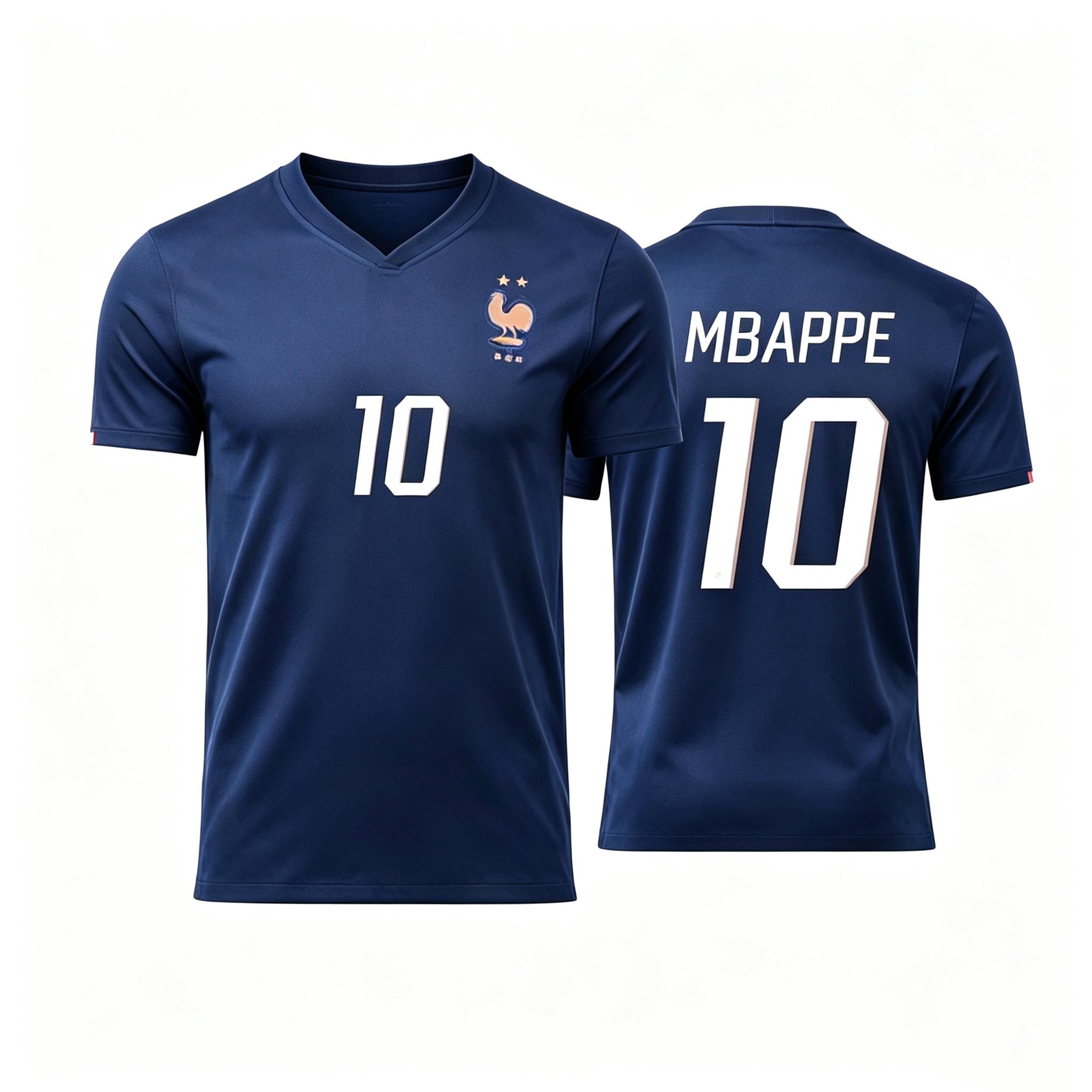 Football Match France National Team Jersey – No. 10 Mbappé (Fan Version) XXS