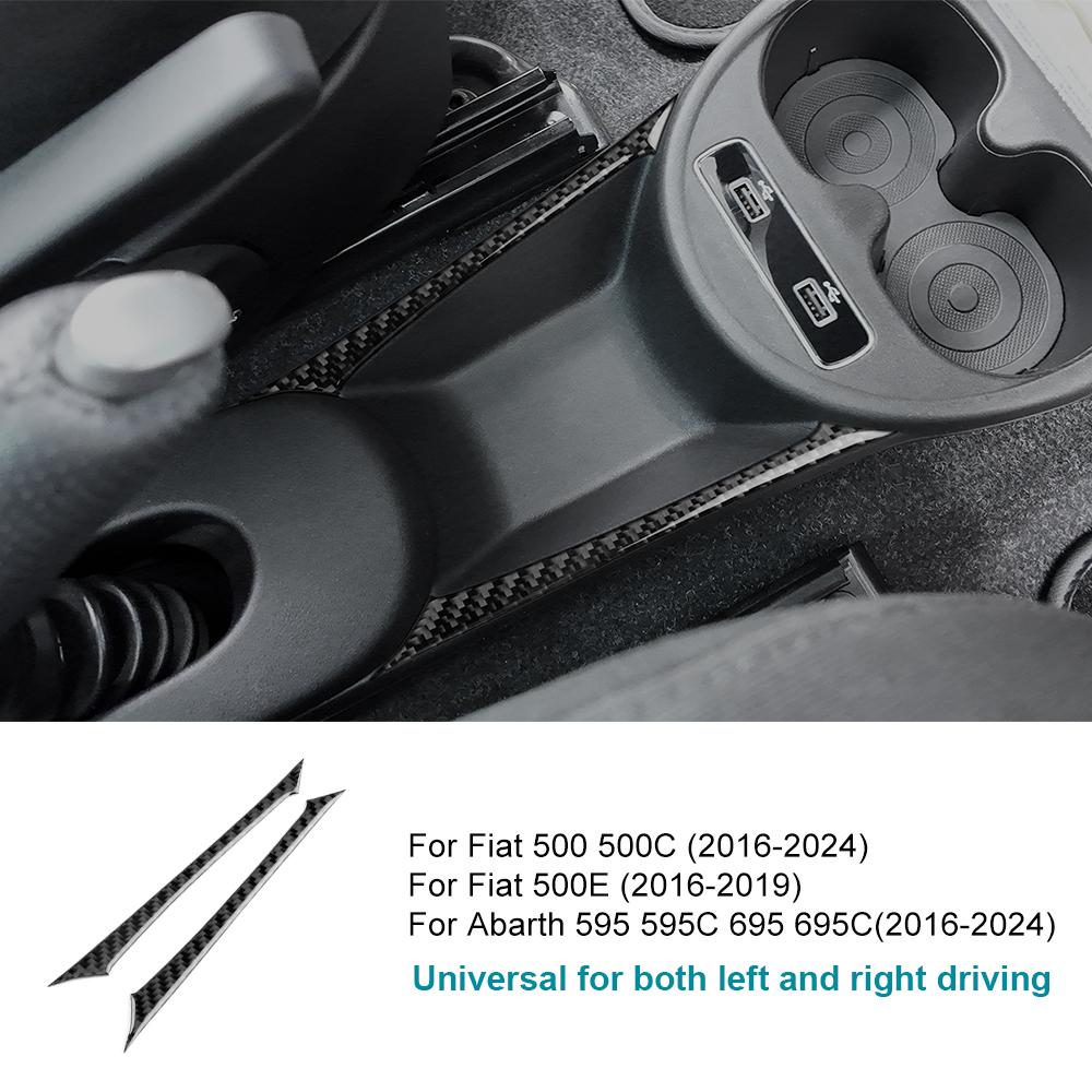 Real Soft Carbon Fiber Sticker For Fiat 500 500C/Abarth 595 595C /695 695C 2016 2017 2018-2024 500e 16-19 Car Gear Storage Strip.