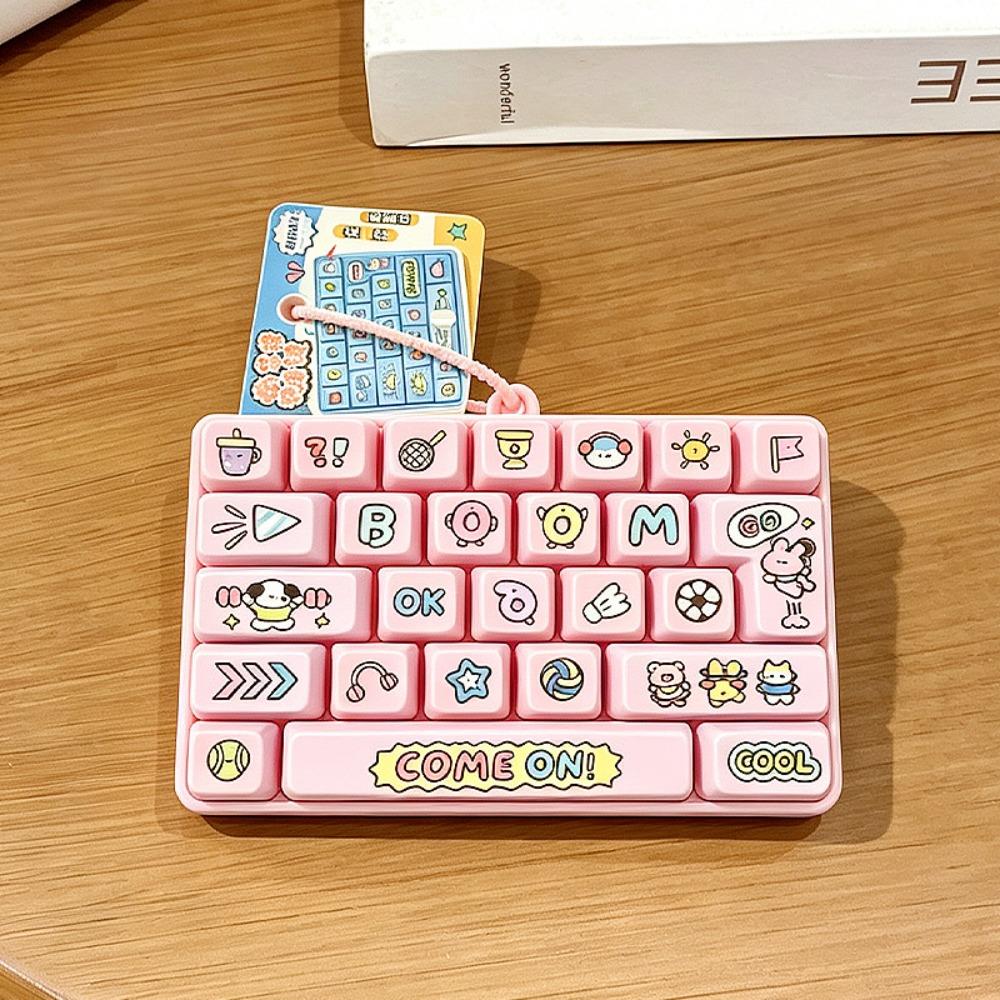 Cartoon Keycap Clicker 26-Key Mini Keyboard Pendant Novelty Fidget Keychain Small Gift